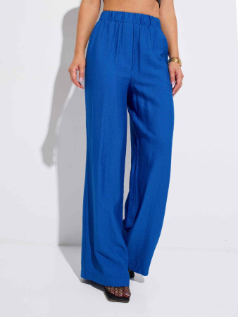 Брюки-палаццо женские из вискозы на резинке, васильковые
