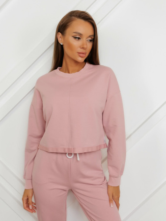 Свитшот женский со спущенной проймой рукава, темно-розовый
