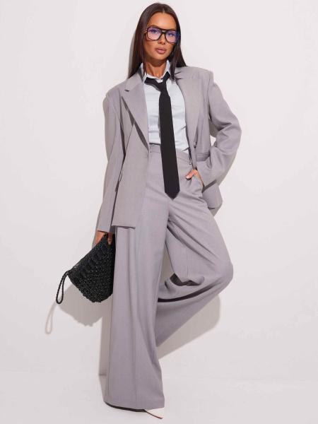 Брюки-палаццо женские из вискозы со стрелками, светло-серые