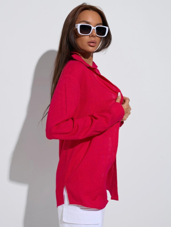 Рубашка женская льняная, фуксия