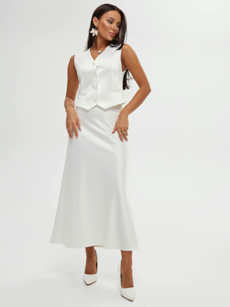 Атласная юбка-макси, молочная