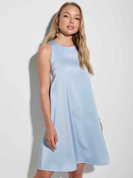 Платье атласное мини, голубое