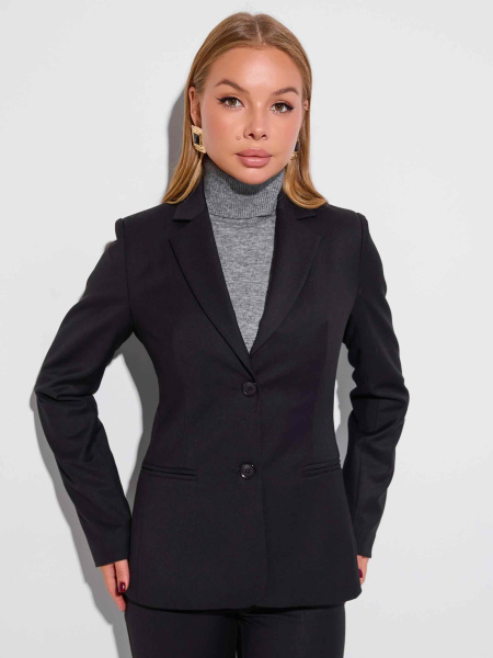 Жакет классический приталенный из вискозы, черный