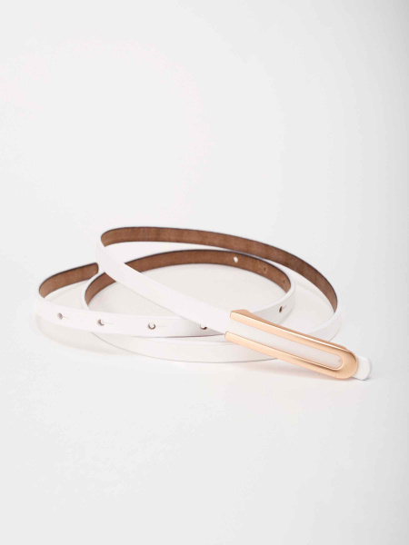 Ремень кожаный тонкий, белый