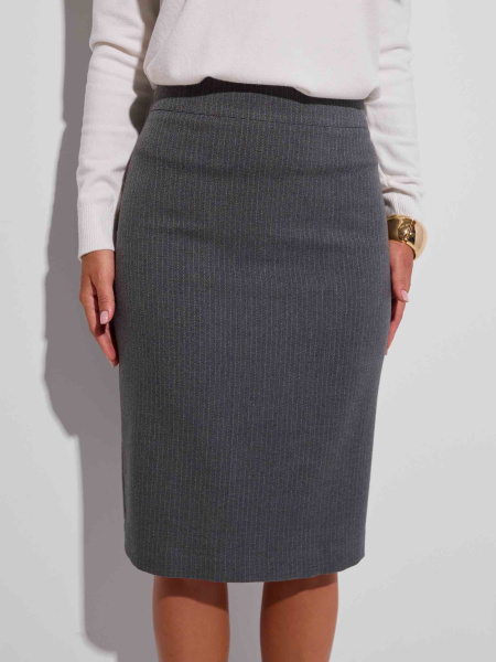 Юбка-карандаш из вискозы в полоску, серая