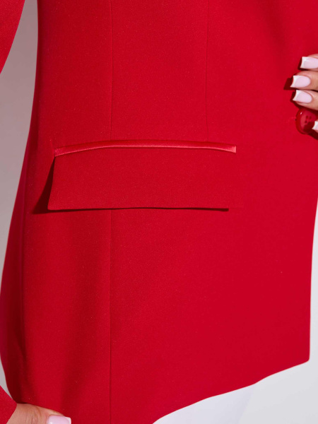 Жакет женский «смокинг» с атласными лацканами, красный
