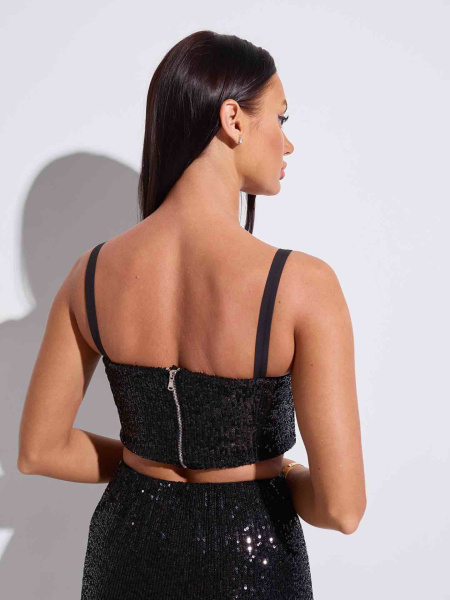 Топ женский с пайетками, черный