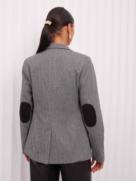 Женский классический приталенный жакет из твида, светло-серый