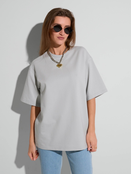 Футболка женская оверсайз, светло-серая