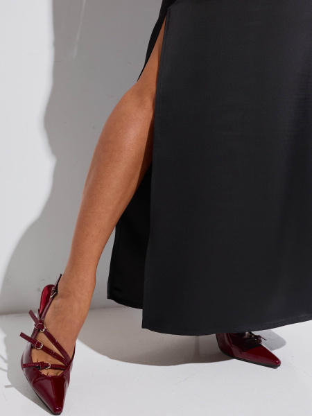 Платье атласное макси, черное