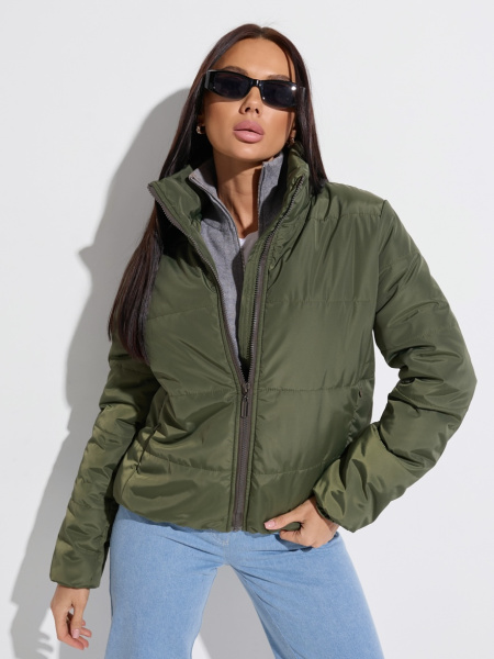 Куртка женская короткая, оливковая