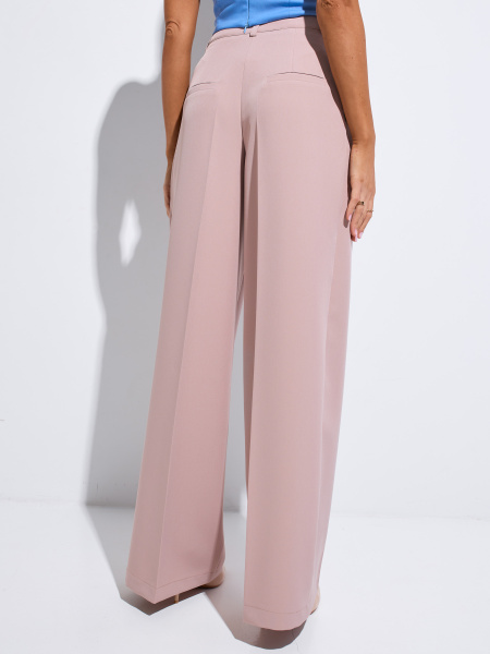 Брюки-палаццо женские с высокой посадкой, темно-бежевые