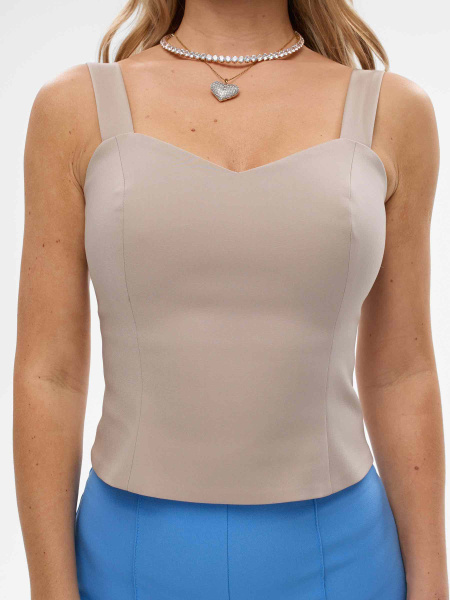 Топ женский классический удлиненный из хлопка, бежевый Топ женский классический удлиненный из хлопка, бежевый