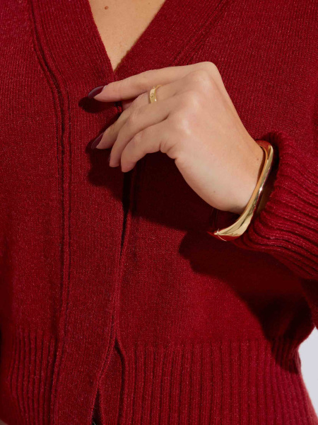 Кардиган с объемными рукавами, бордовый