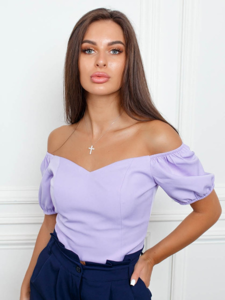 Топ женский с рукавами-фонариками, сиреневый