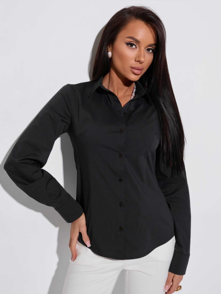 Рубашка женская приталенная из хлопка, черная