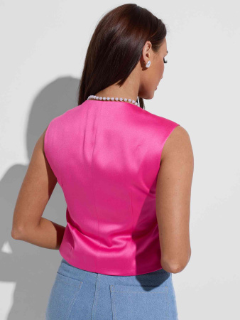 Атласный женский жилет классический, фуксия