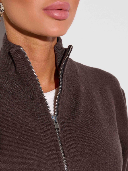 Джемпер на молнии, темный шоколад 