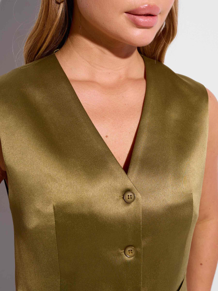 Атласный женский жилет классический, оливковый 