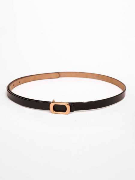 Ремень из натуральной кожи узкий, черный