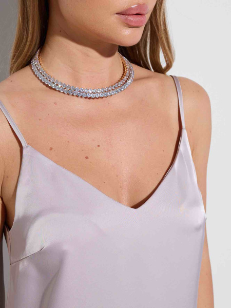 Платье атласное макси на регулируемых бретельках, жемчужно-бежевое