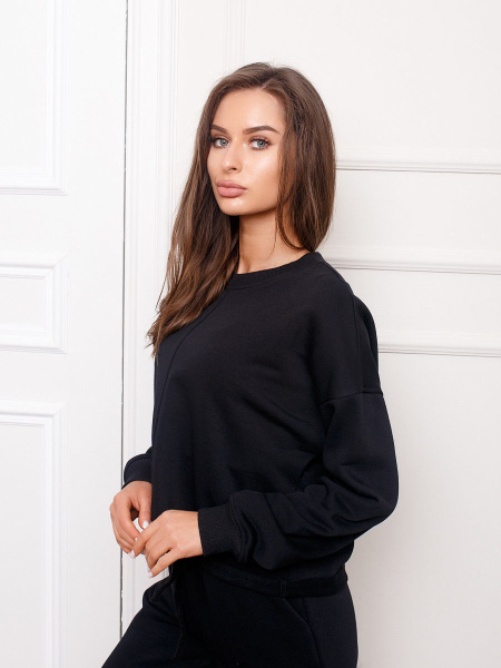 Свитшот женский со спущенной проймой, черный