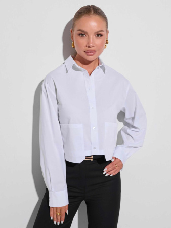 Рубашка женская укороченная с накладными карманами