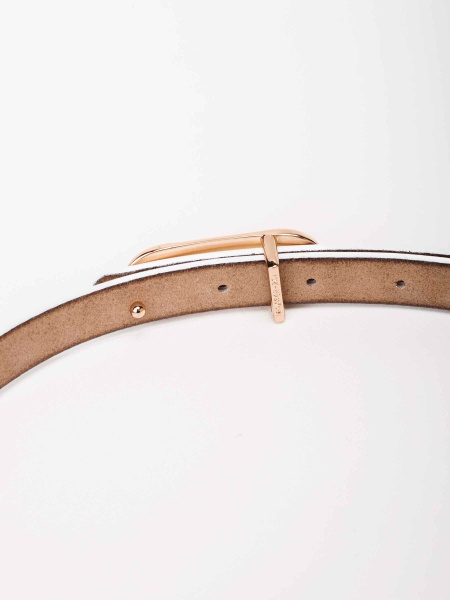 Ремень кожаный с овальной пряжкой, белый