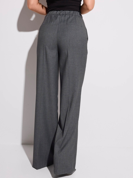 Брюки классические из вискозы с резинкой в поясе, графит