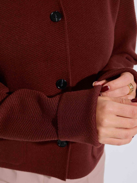 Жакет трикотажный укороченный, шоколадный