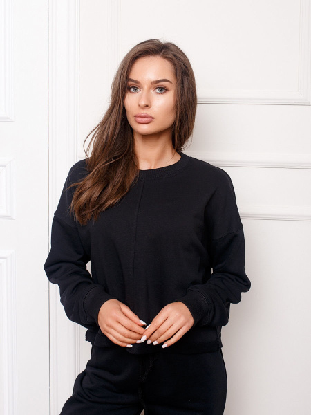 Свитшот женский со спущенной проймой, черный