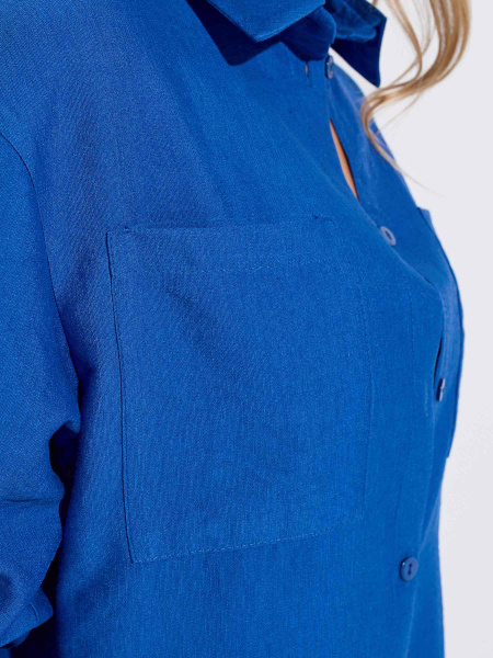 Рубашка женская с накладными карманами из вискозы, васильковая