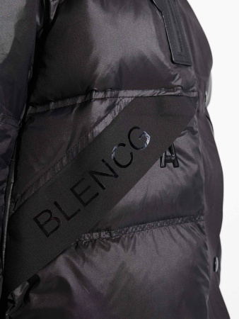 Женский пуховик с капюшоном, черное золото