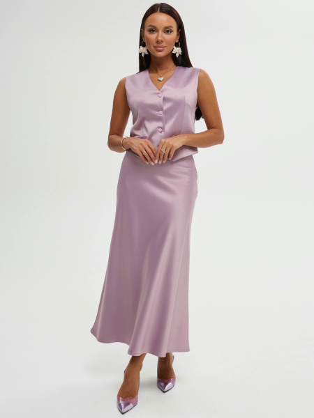 Атласная юбка-макси, сиреневая