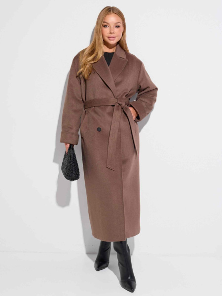 Двубортное женское пальто классическое, латте