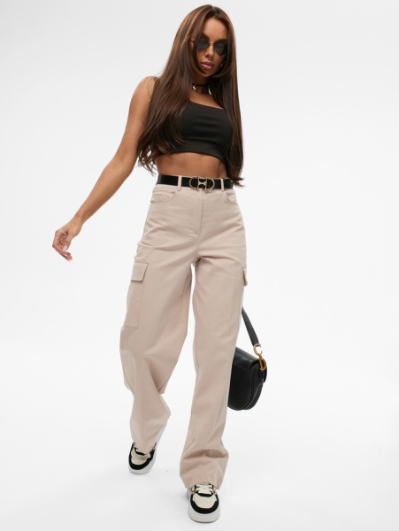 Брюки-карго женские, бежевые