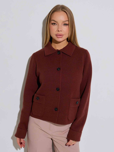 Жакет трикотажный укороченный, шоколадный