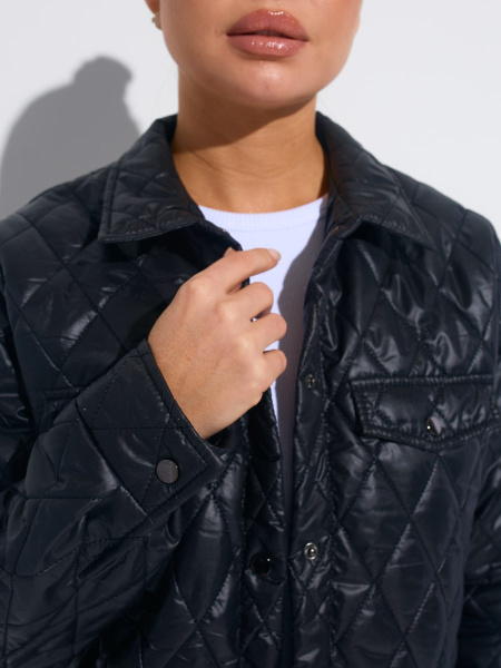 Куртка-рубашка женская стеганая, черная