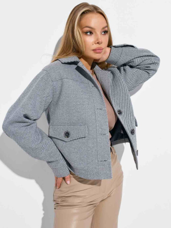 Куртка-рубашка из пальтовой ткани, серая