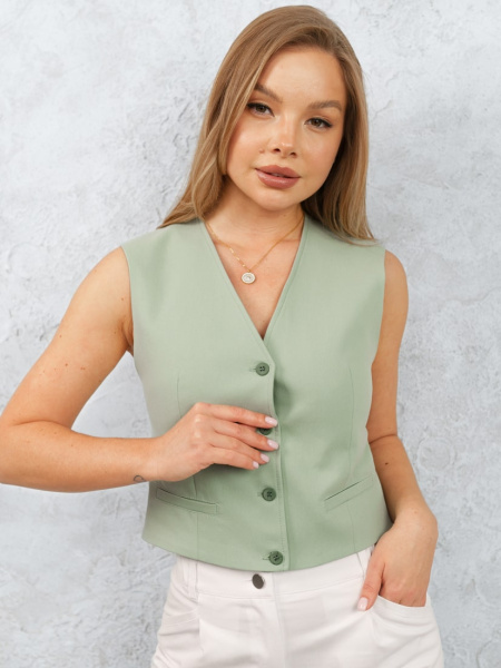 Жилет женский хлопковый, светло-оливковый