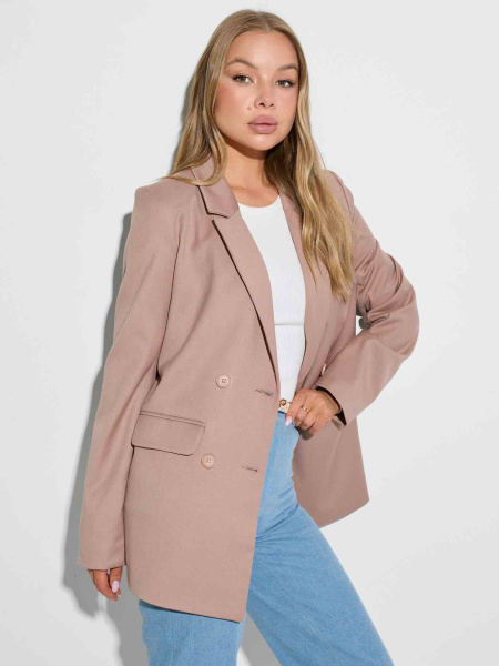 Женский жакет двубортный из вискозы, кофейный