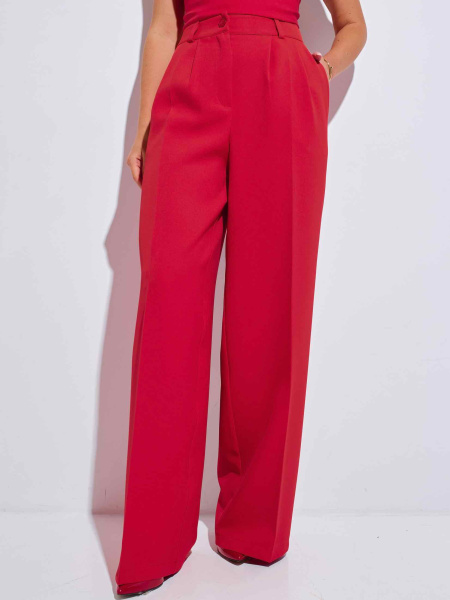 Брюки-палаццо женские с высокой посадкой, красные