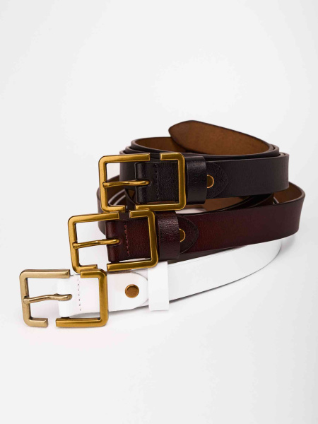 Ремень из натуральной кожи классический, белый