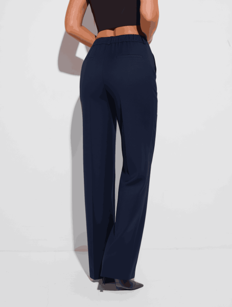 Брюки классические прямые из вискозы, темно-синие