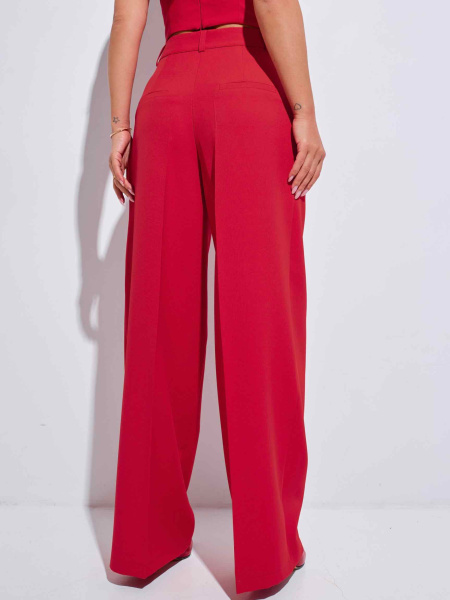 Брюки-палаццо женские с высокой посадкой, красные