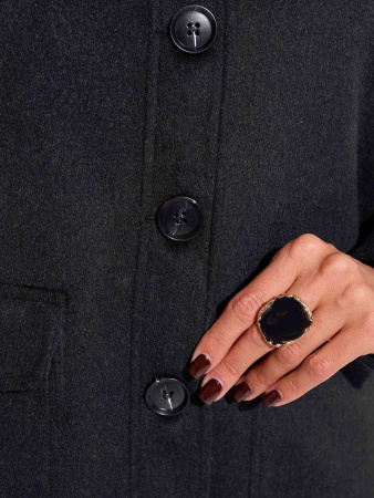 Куртка-рубашка утепленная из пальтовой ткани, черная