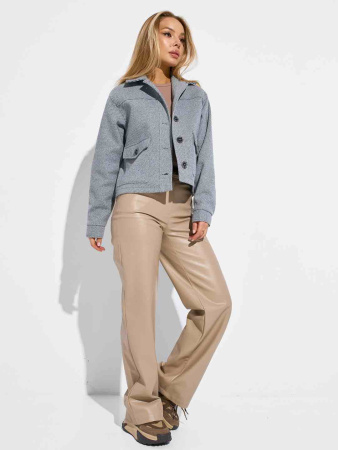 Куртка-рубашка из пальтовой ткани, серая