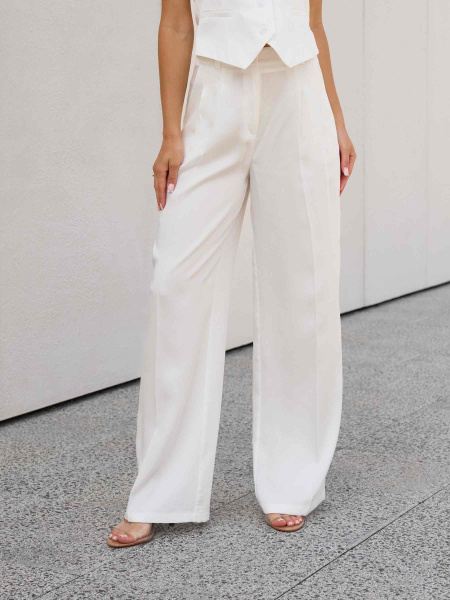 Брюки-палаццо женские из вискозы костюмные, белые