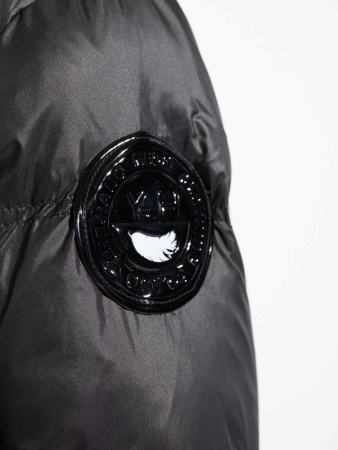 Женский пуховик с капюшоном, черное золото