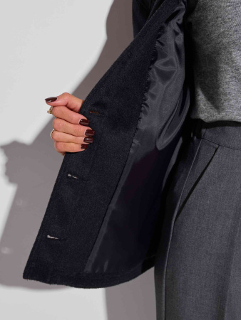 Куртка-рубашка утепленная из пальтовой ткани, черная